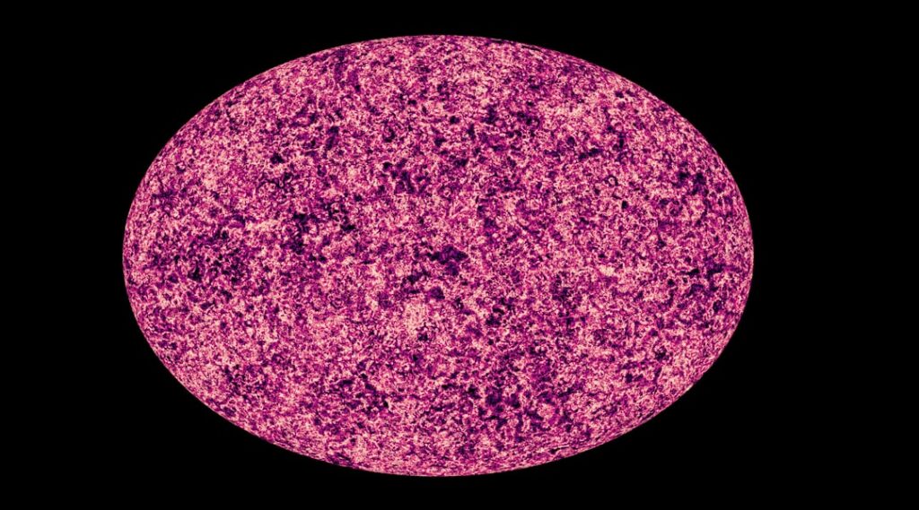 a pink circle with a black background